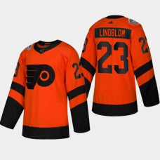 #23 Oskar Lindblom Flyers Coors Light 2019 Stadium Series Orange Authentic Jersey