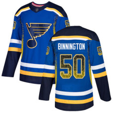 #50 Jordan Binnington Blue Home Authentic Drift Fashion Stitched Hockey Jersey