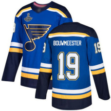 #19 Jay Bouwmeester Blue Home Authentic Stanley Cup Champions Stitched Hockey Jersey