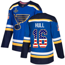 #16 Brett Hull Blue Home Authentic USA Flag Stanley Cup Champions Stitched Hockey Jersey