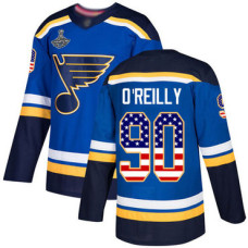 #90 Ryan O'Reilly Blue Home Authentic USA Flag Stanley Cup Champions Stitched Hockey Jersey