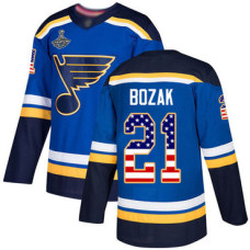 #21 Tyler Bozak Blue Home Authentic USA Flag Stanley Cup Champions Stitched Hockey Jersey