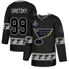 #99 Wayne Gretzky Black Authentic Team Logo Fashion Stanley Cup Champions Stitched Hockey Jersey