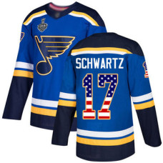 #17 Jaden Schwartz Blue Home Authentic USA Flag 2019 Stanley Cup Final Bound Stitched Hockey Jersey