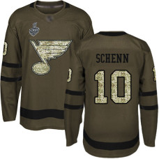 #10 Brayden Schenn Green Salute to Service 2019 Stanley Cup Final Bound Stitched Hockey Jersey