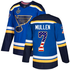 #7 Joe Mullen Blue Home Authentic USA Flag 2019 Stanley Cup Final Bound Stitched Hockey Jersey