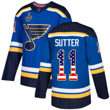#11 Brian Sutter Blue Home Authentic USA Flag 2019 Stanley Cup Final Bound Stitched Hockey Jersey