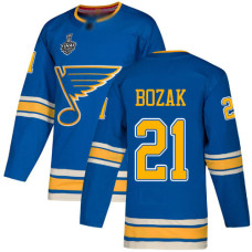 #21 Tyler Bozak Blue Alternate Authentic 2019 Stanley Cup Final Bound Stitched Hockey Jersey