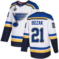 #21 Tyler Bozak White Road Authentic 2019 Stanley Cup Final Bound Stitched Hockey Jersey