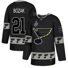 #21 Tyler Bozak Black Authentic Team Logo Fashion 2019 Stanley Cup Final Bound Stitched Hockey Jersey