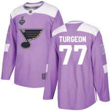 #77 Pierre Turgeon Purple Authentic Fights Cancer 2019 Stanley Cup Final Bound Stitched Hockey Jersey