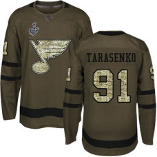 #91 Vladimir Tarasenko Green Salute to Service 2019 Stanley Cup Final Bound Stitched Hockey Jersey