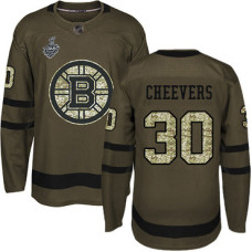 #30 Gerry Cheevers Green Salute to Service 2019 Stanley Cup Final Bound Stitched Hockey Jersey