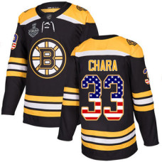 #33 Zdeno Chara Black Home Authentic USA Flag 2019 Stanley Cup Final Bound Stitched Hockey Jersey