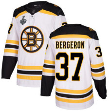 #37 Patrice Bergeron White Road Authentic 2019 Stanley Cup Final Bound Stitched Hockey Jersey
