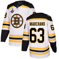 #63 Brad Marchand White Road Authentic 2019 Stanley Cup Final Bound Stitched Hockey Jersey