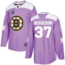 #37 Patrice Bergeron Purple Authentic Fights Cancer 2019 Stanley Cup Final Bound Stitched Hockey Jersey