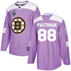 #88 David Pastrnak Purple Authentic Fights Cancer 2019 Stanley Cup Final Bound Stitched Hockey Jersey