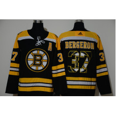 #37 Patrice Bergeron Black With Team Logo Stitched Jersey