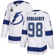 #98 Mikhail Sergachev White Road Authentic 2020 Stanley Cup Final Stitched Jersey