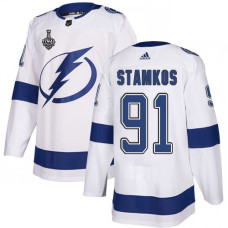 #91 Steven Stamkos White Road Authentic 2020 Stanley Cup Final Stitched Jersey