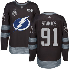#91 Steven Stamkos Black 1917-2017 100th Anniversary 2020 Stanley Cup Final Stitched Jersey
