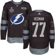 #77 Victor Hedman Black 1917-2017 100th Anniversary 2020 Stanley Cup Final Stitched Jersey
