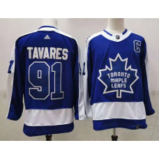#91 John Tavares Royal Blue With C Patch 2021 Retro Stitched Jersey