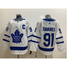 #91 John Tavares with C Patch White Road Stitched Jersey