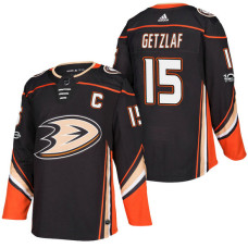 #15 Ryan Getzlaf Black 2018 New Season Home Authentic Jersey With Anniversary Patch