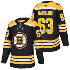 #63 Brad Marchand Black 2018 New Season Home Authentic Jersey With Anniversary Patch