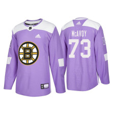 #73 Charlie McAvoy Purple 2018 Authentic Hockey Fights Cancer Jersey