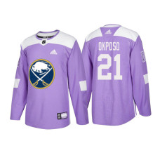 #21 Kyle Okposo Purple 2018 Authentic Hockey Fights Cancer Jersey