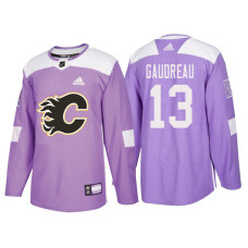 #13 Johnny Gaudreau Purple Hockey Fights Cancer Authentic Jersey