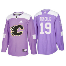 #19 Matthew Tkachuk Purple Hockey Fights Cancer Authentic Jersey