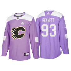 #93 Sam Bennett Purple Hockey Fights Cancer Authentic Jersey