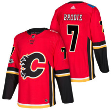 #7 TJ Brodie Red 2018 New Season Home Authentic Jersey With Anniversary Patch