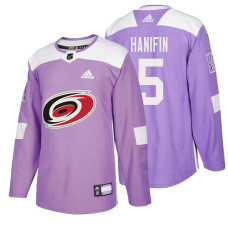 #5 Noah Hanifin Purple Hockey Fights Cancer Authentic Jersey