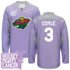 Charlie Coyle #3 Purple Hockey Fights Cancer Jersey