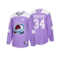 #34 Carl Soderberg Purple 2018 Authentic Hockey Fights Cancer Jersey