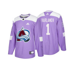 #1 Semyon Varlamov Purple 2018 Authentic Hockey Fights Cancer Jersey