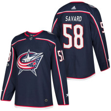 #58 David Savard Navy 2018 New Season Home Authentic Jersey With Anniversary Patch