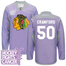 Corey Crawford #50 Purple Hockey Fights Cancer Jersey