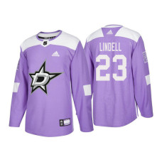 #23 Esa Lindell Purple 2018 Authentic Hockey Fights Cancer Jersey
