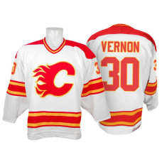 Mike Vernon #30 White Throwback Jersey