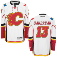 Flames #13 Johnny Gaudreau White Premier Highest-Paid Player Away Jersey