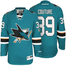 Sharks #39 Logan Couture Teal 100th Patch Premier Jersey