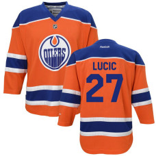 Oilers #27 Milan Lucic Orange Premier Alternate Jersey