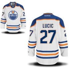 Oilers #27 Milan Lucic White Premier Away Jersey
