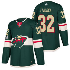 #32 Alex Stalock Green 2018 New Season Home Authentic Jersey With Anniversary Patch